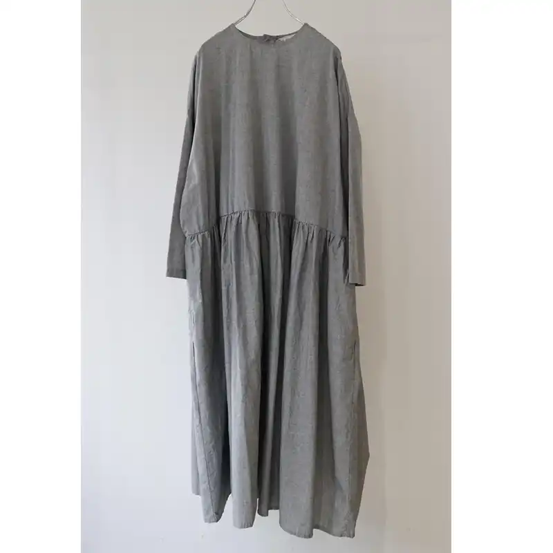 MidiUmi シャンブレーギャザーワンピース /BK99 【日本製】